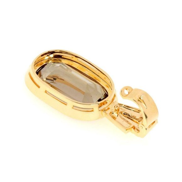 14k Yellow Gold Smoky Quartz Large Oval Pendant - Picture 3 of 4